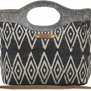 Myra Bag Being Social Tote Bag Canvas, Rug Leather Cowhide Purse